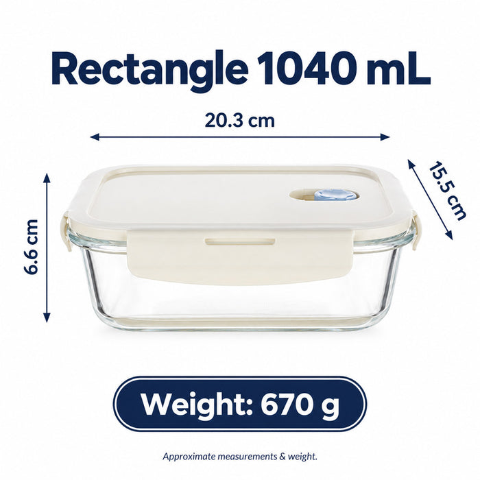 Premium Borosilicate Glass Food Lunch Storage Box Containers Steam Vent Lid Microwave Freezer Oven Dishwasher