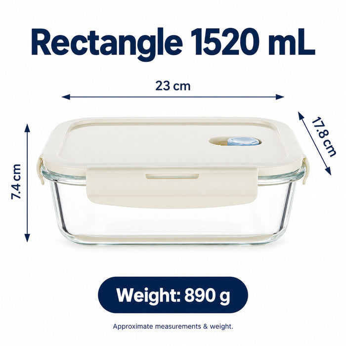 Premium Borosilicate Glass Food Lunch Storage Box Containers Steam Vent Lid Microwave Freezer Oven Dishwasher