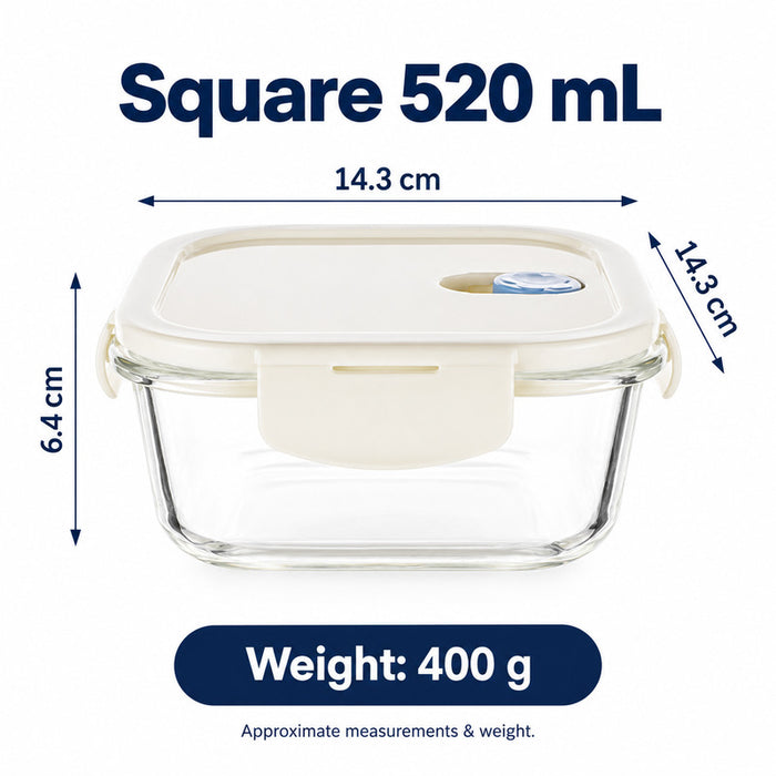 Premium Borosilicate Glass Food Lunch Storage Box Containers Steam Vent Lid Microwave Freezer Oven Dishwasher