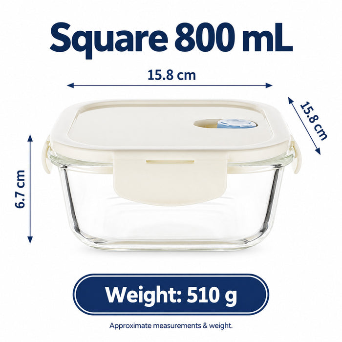 Premium Borosilicate Glass Food Lunch Storage Box Containers Steam Vent Lid Microwave Freezer Oven Dishwasher