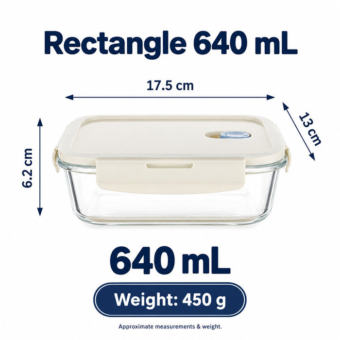 Premium Borosilicate Glass Food Lunch Storage Box Containers Steam Vent Lid Microwave Freezer Oven Dishwasher