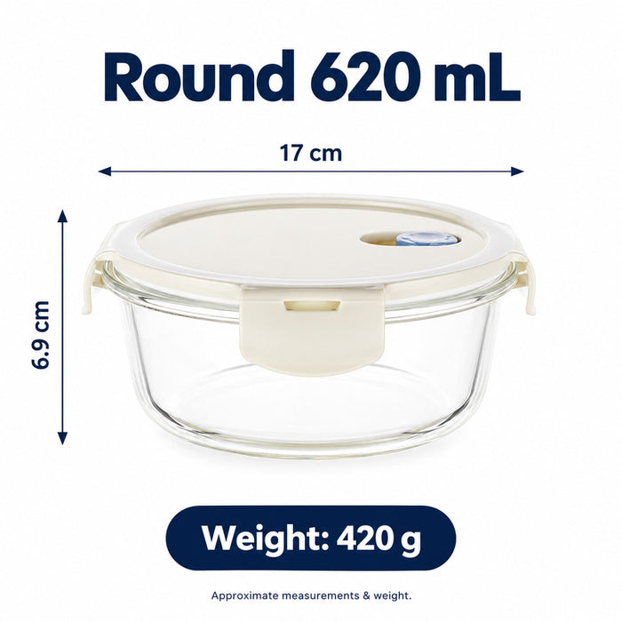 Premium Borosilicate Glass Food Lunch Storage Box Containers Steam Vent Lid Microwave Freezer Oven Dishwasher