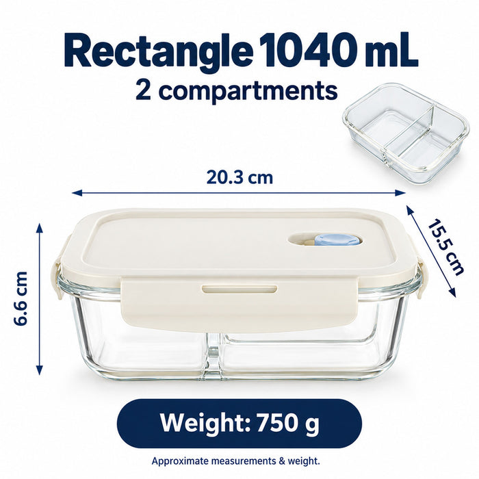 Premium Borosilicate Glass Food Lunch Storage Box Containers Steam Vent Lid Microwave Freezer Oven Dishwasher