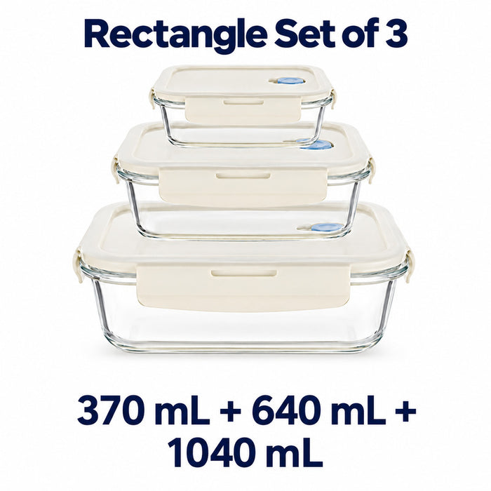 Premium Borosilicate Glass Food Lunch Storage Box Containers Steam Vent Lid Microwave Freezer Oven Dishwasher