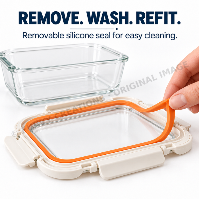 Tempered Lid Borosilicate Glass Container Four-Side Locking Clips Leakproof Microwave Oven Dishwasher Freezer BPA-Free