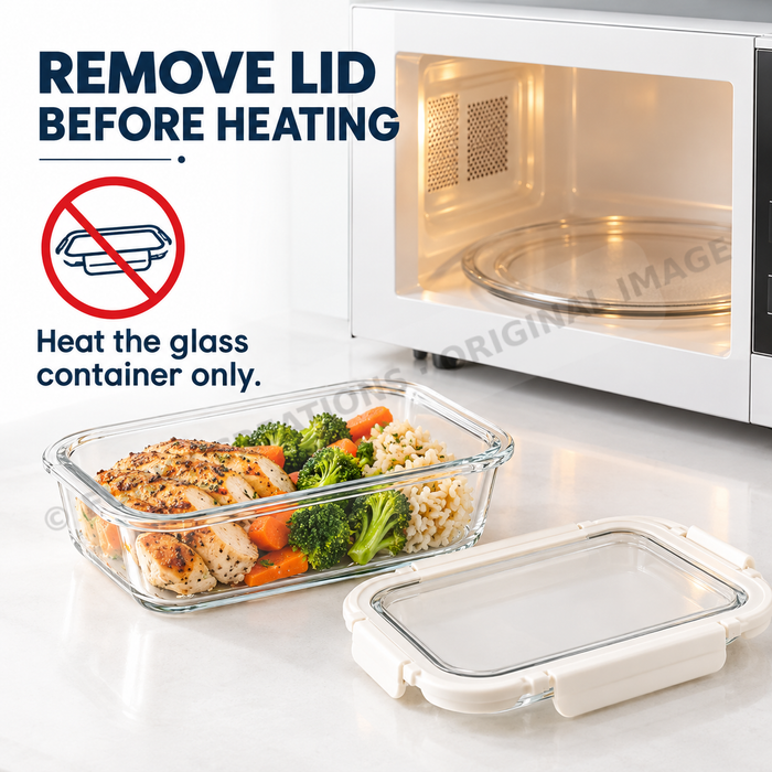 Tempered Lid Borosilicate Glass Container Four-Side Locking Clips Leakproof Microwave Oven Dishwasher Freezer BPA-Free