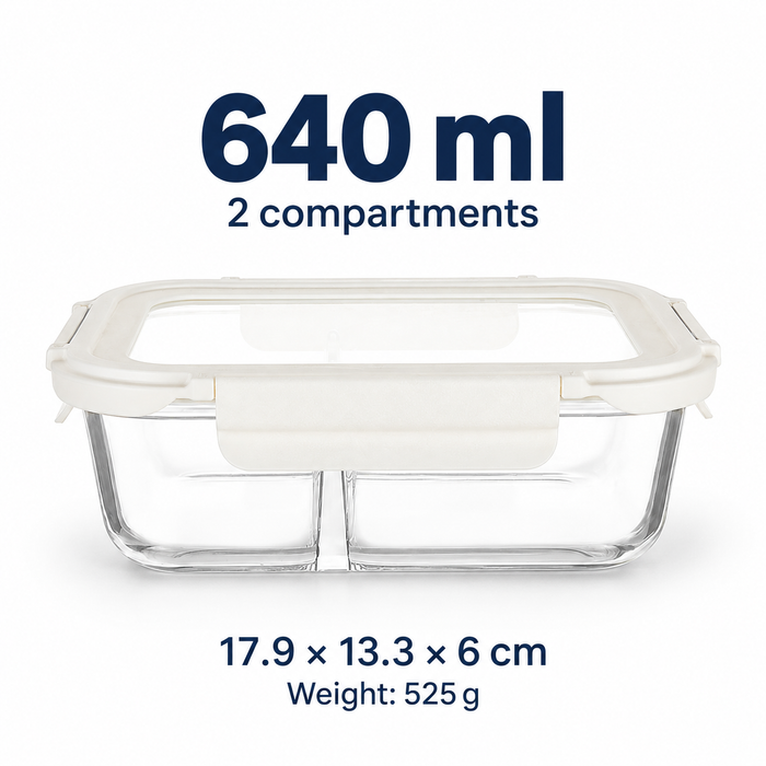 Tempered Lid Borosilicate Glass Container Four-Side Locking Clips Leakproof Microwave Oven Dishwasher Freezer BPA-Free