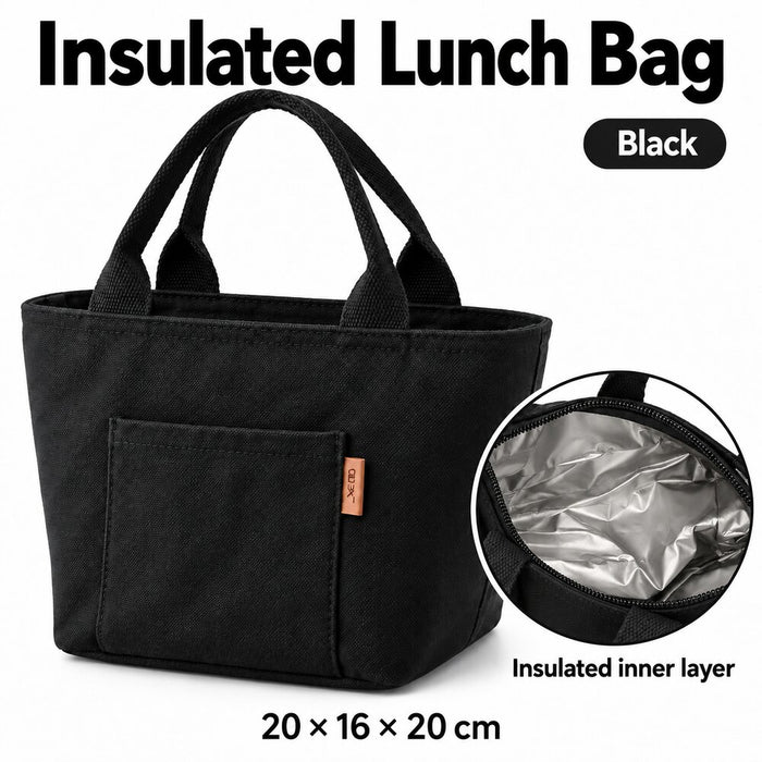 Insulated Canvas Lunch Bag For Work And School 20 x 16 x 20cm