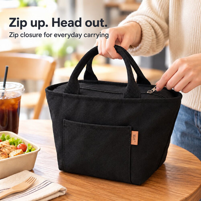 Insulated Canvas Lunch Bag For Work And School 20 x 16 x 20cm