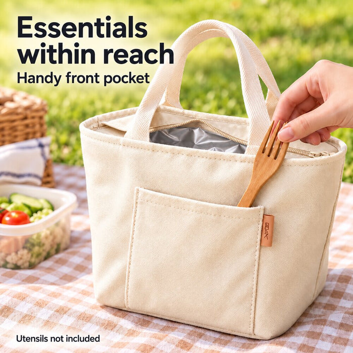 Insulated Canvas Lunch Bag For Work And School 20 x 16 x 20cm