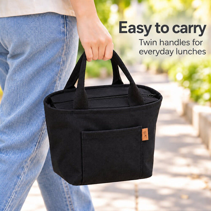 Insulated Canvas Lunch Bag For Work And School 20 x 16 x 20cm