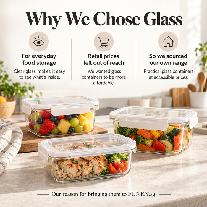 Tempered Lid Borosilicate Glass Container Four-Side Locking Clips Leakproof Microwave Oven Dishwasher Freezer BPA-Free