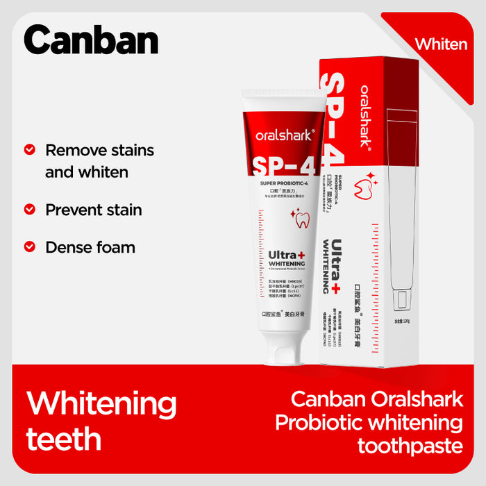Original OralShark Fresh breath probiotic toothpaste fluoride prevent tooth decay, long-lasting sobriety oral fragrance - Jasmine Whitening