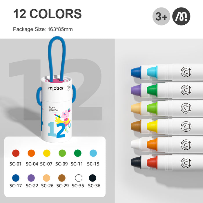 MiDeer Silky Crayons and Quick Dry Silky Crayons available in  8 and 12 colors Best Gifts for Children