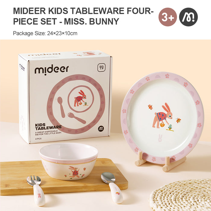 Mideer Kids Tableware Mr & Mrs Rabbit Plate Bowl Fork & Spoon Set
