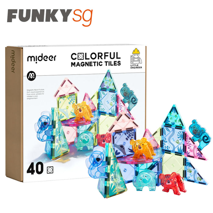 Mideer Colorful Magnetic Tiles - 40 PCS Magic Jungle