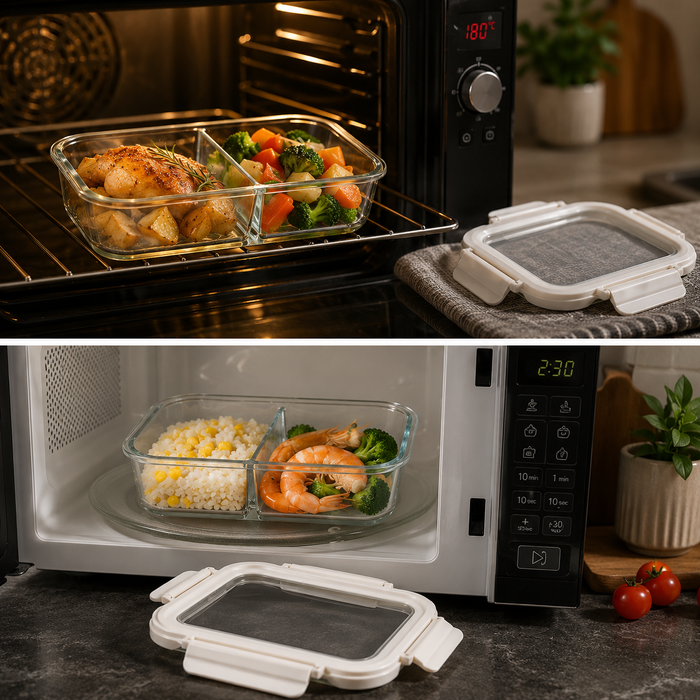 [Buy 4 Get 10% Off] Tempered Glass Lid Borosilicate Glass Food Container | Airtight Lunch Box | Microwave & Oven Safe