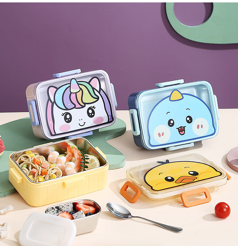 Children Kids stainless steel lunch box includes utensils soup bowl Un ...