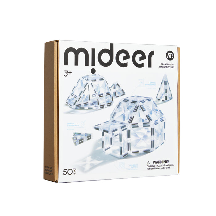 [Buy 4 for 8% off] Mideer Crystal-Cut Transparent Magnetic Tiles (50 pcs) – 3+