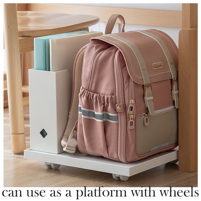 (With Cover) Stackable Movable Storage Box with Wheels – Bookshelf & Organizer for Student Books and Toys, Pulley Design