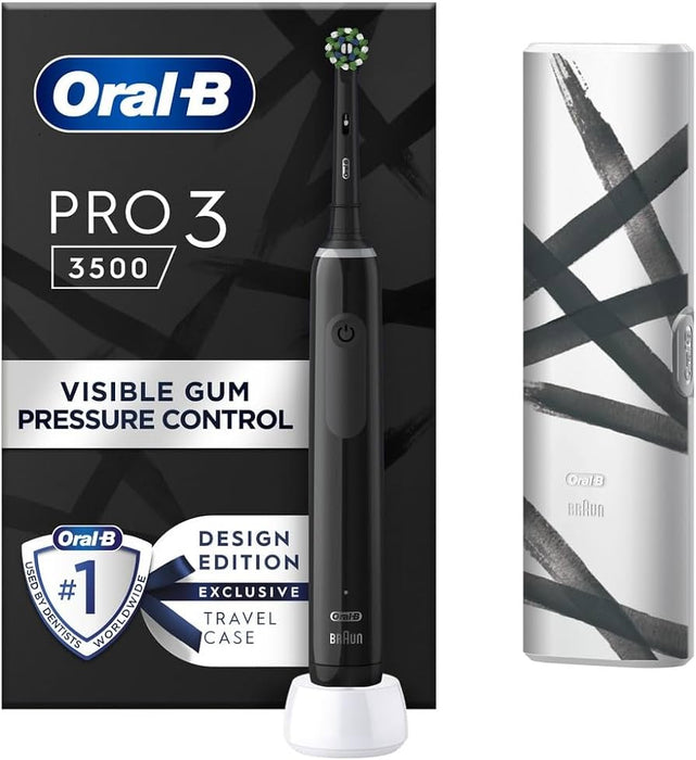 Oral B Pro 3 3500 Cross Action, 3D White, 3 Modes Electric Rechargeable Toothbrush with Travel Case