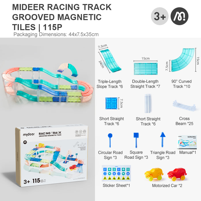 Mideer Racing Track Grooved Magnetic Tiles