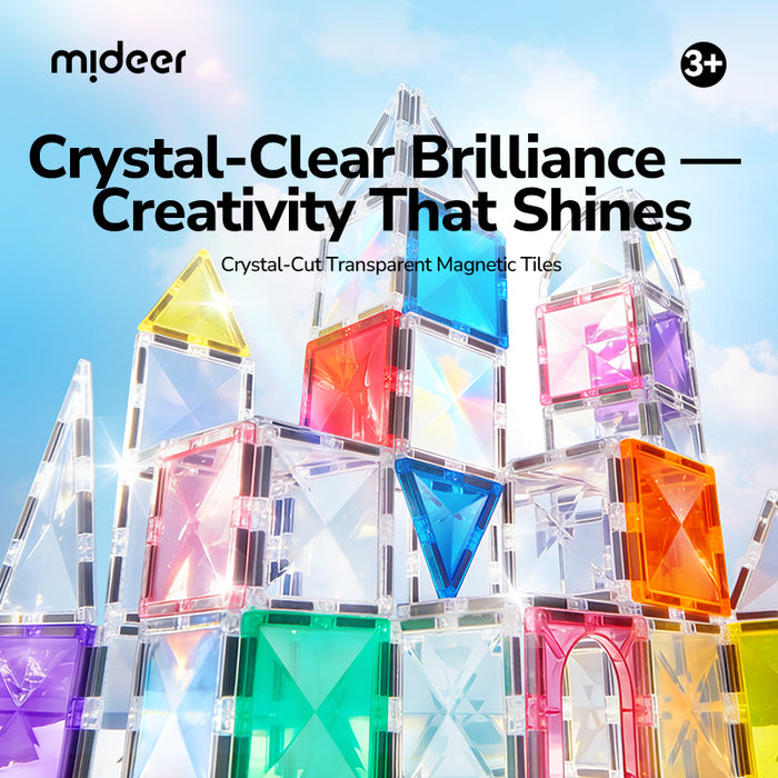 [Buy 4 for 8% off] Mideer Crystal-Cut Transparent Magnetic Tiles (50 pcs) – 3+