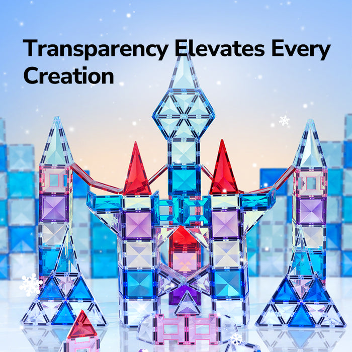[Buy 4 for 8% off] Mideer Crystal-Cut Transparent Magnetic Tiles (50 pcs) – 3+