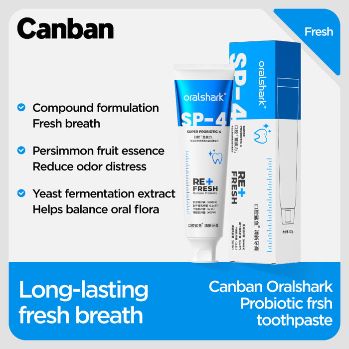 Original Oral Shark Fresh breath probiotic toothpaste fluoride prevent tooth decay, long-lasting sobriety oral fragrance - Fresh