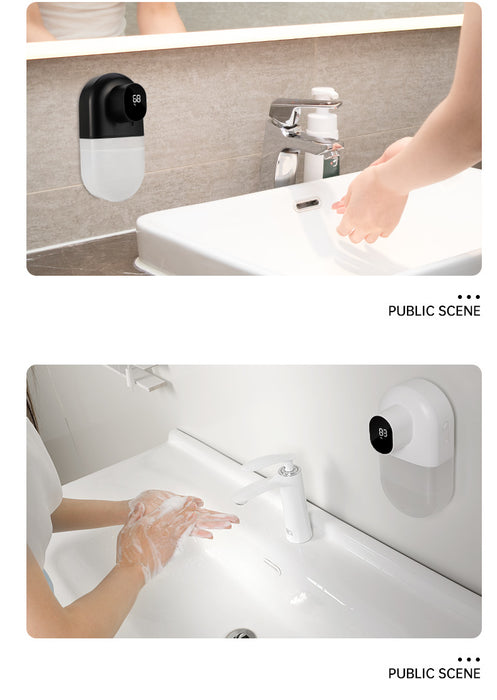 400ml Smart Wall FOAM Hand Soap Dispenser Rechargeable with temperate and battery power level display - Available in Black and White