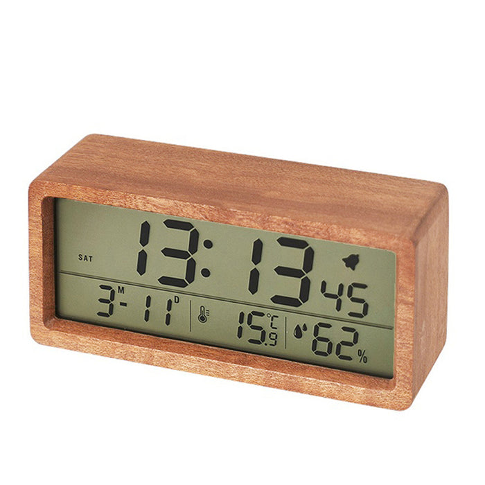 Digital Wooden Alarm Clock With Temperature & Humidity Display – FUNKY.sg