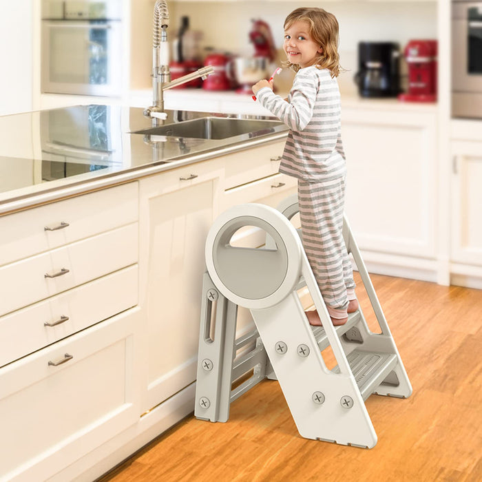 Child Safety Triple Step Stool Ladder with Handle Foldable