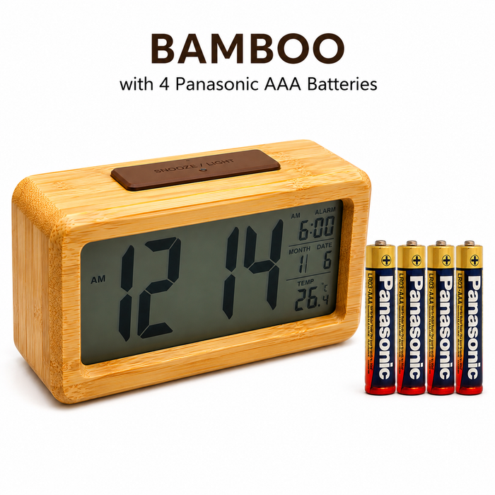Digital Wooden Alarm Clock With Auto Backlight Display – FUNKY.sg