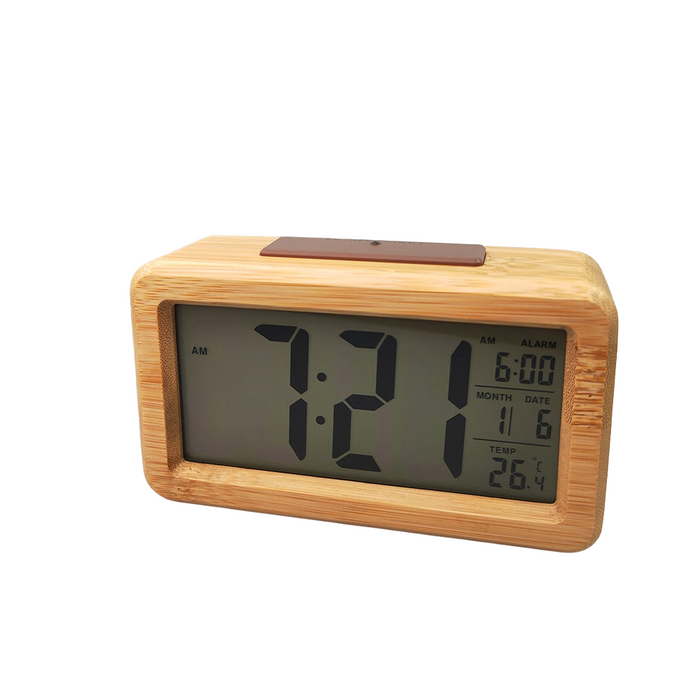 Digital Wooden Alarm Clock With Auto Backlight Display – FUNKY.sg