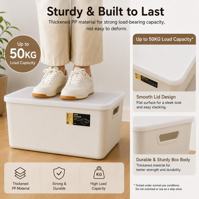 Stackable Storage Box with Lid | Multi-Purpose Plastic Organizer for Clothes, Toys & Home Office