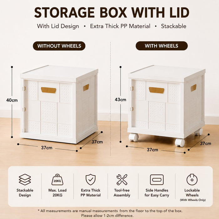 Stackable Storage Organizer Box With Lid & Optional Wheels