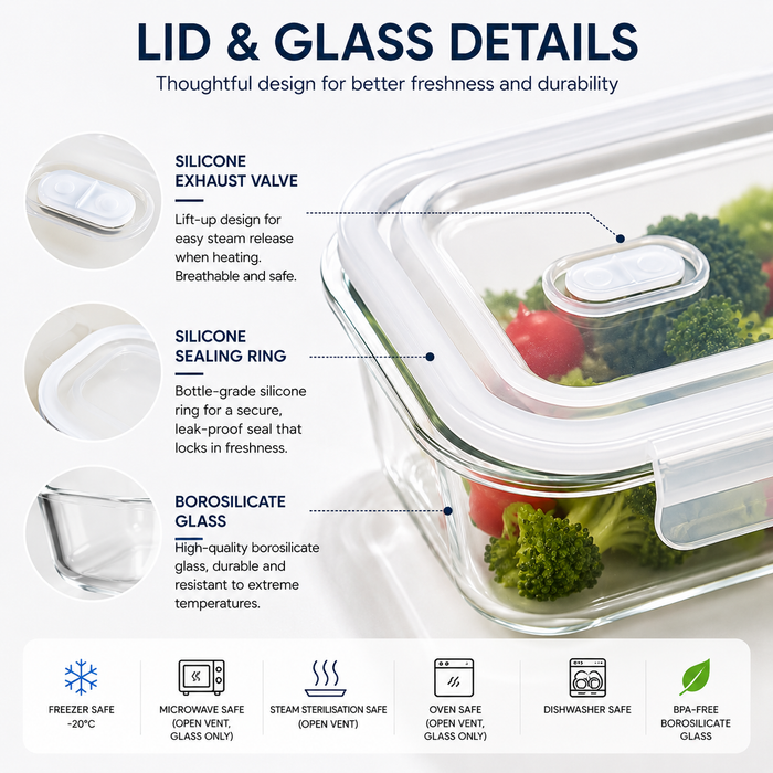 [Buy 4 Get 10% Off] Borosilicate Glass Food Storage Container Freezer Microwave Oven Dishwasher Safe Airtight Leak-proof – FUNKY.sg