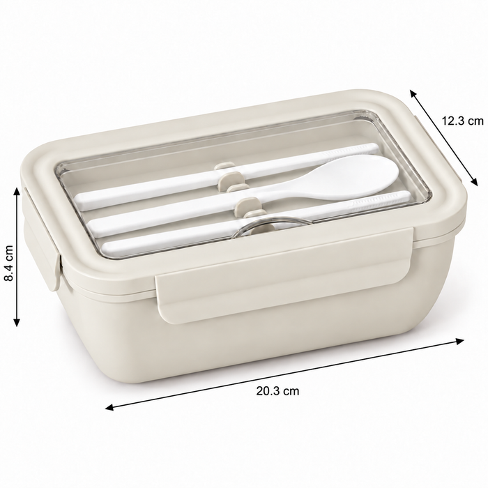 Free Cutlery Lunch Box with Lid Rectangular Food Storage Container 2 Compartment Leak-proof Clip-lock