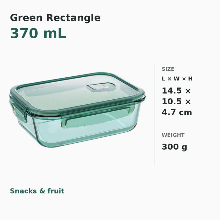 Full Green Borosilicate Glass Container Four-Side Locking Clips Leakproof Lids Microwave Oven Dishwasher Freezer BPA-Free