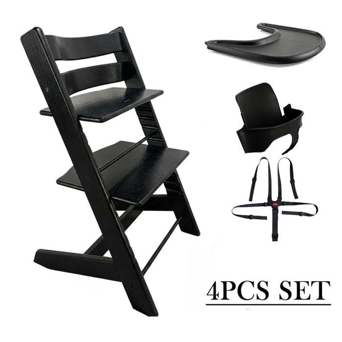 COMBO Premium Beech Wood Scandi Wooden Children High Chair with Accessories Beech/ Birch Wood