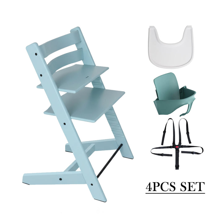 COMBO Premium Beech Wood Scandi Wooden Children High Chair with Accessories Beech/ Birch Wood