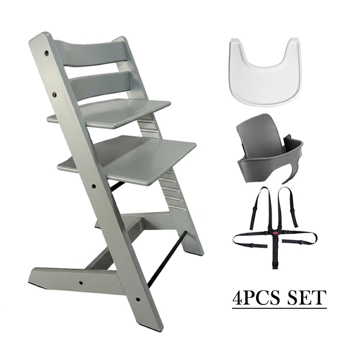 COMBO Premium Beech Wood Scandi Wooden Children High Chair with Accessories Beech/ Birch Wood