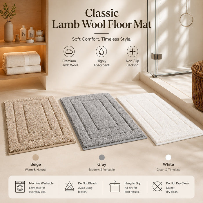 Classic Lamb Wool Floor Mat Soft Absorbent Non-Slip Bathroom Rug – FUNKY.sg