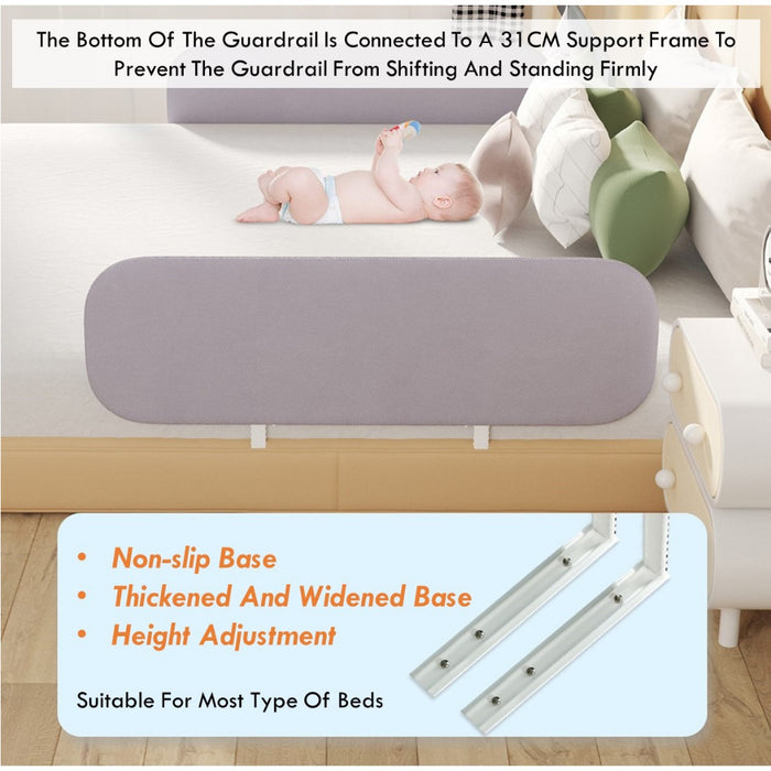 Bedside Protector Bed Rail Guard Height Adjustable and Foldable Baby Safety Bed Fence Be ...