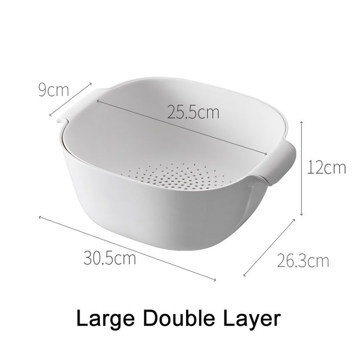 2 Layer Premium Washing Basket Drainage Holes Tub Strainer available in 2 sizes for both fruits and vegetables