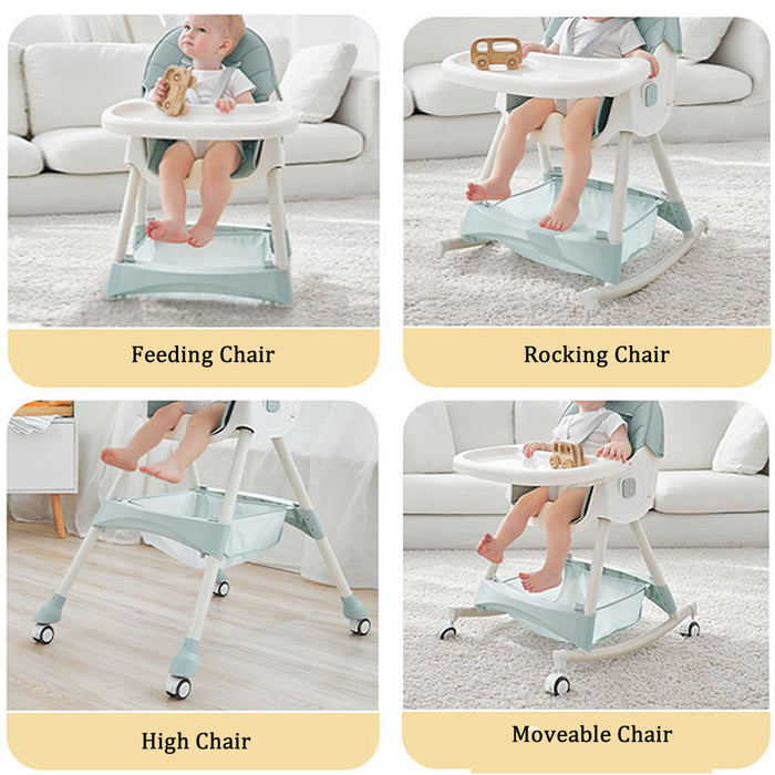 Ultimate Multifunctional Baby High Chair- foldable, wheels, storage, rocking, reclinable, height adjustable