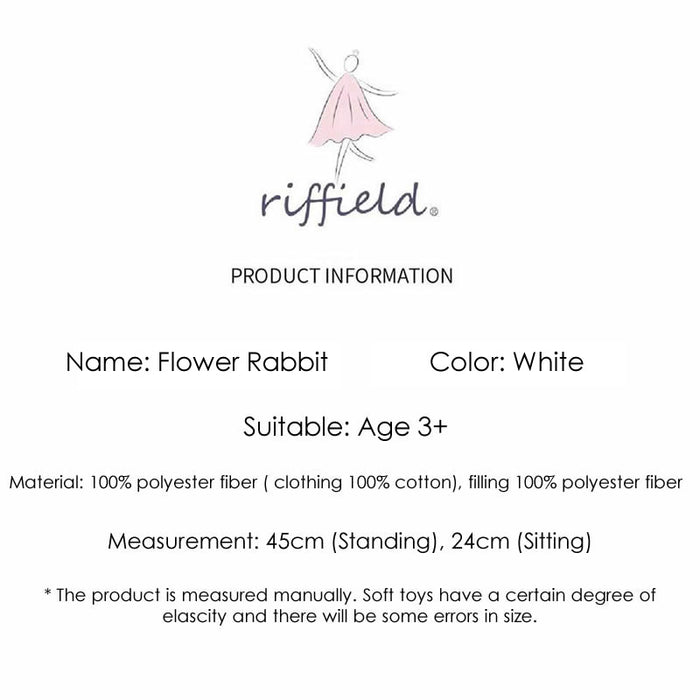 Riffield White Flower Dress Rabbit Stuffed Toy- 45cm