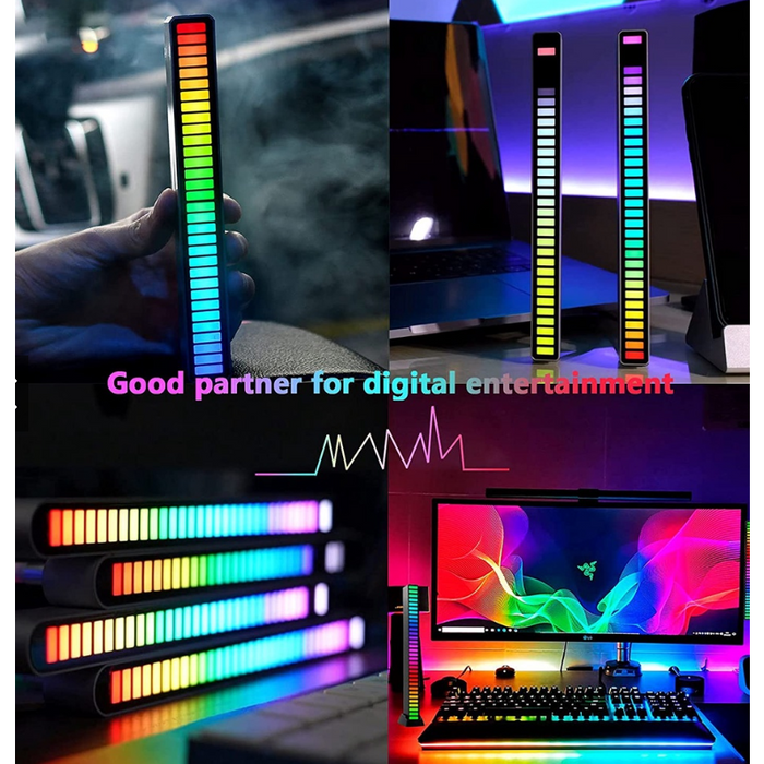 Sound Recognition RGB Rhythm Light Bar 32 Beads Music Sync Rechargeable - App Enabled