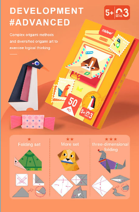 MiDeer New Origami Lets Cut Paper Let's Play with Sticker For Preschool Children Age 3 to 5