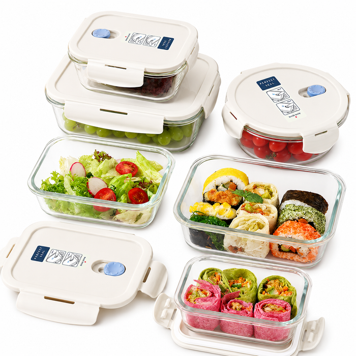 [Buy 4 Get 10% Off] Glass Food Storage Containers With Steam Vent Lid Borosilicate - FUNKY.sg